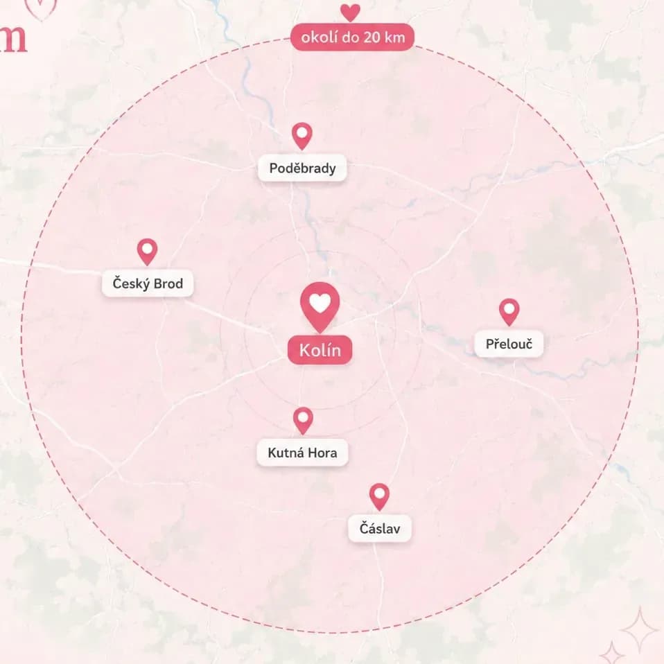 Mapa působnosti úklidových služeb v Kolíně a okolí